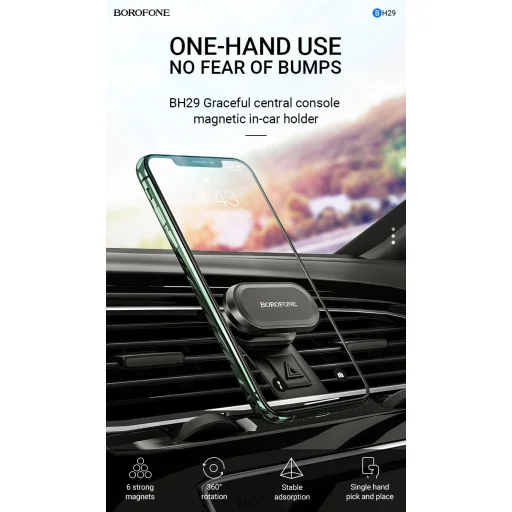 Borofone BH29 Graceful Mágneses autós telefontartó fekete - 8