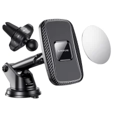 Borofone BH35 Mágneses autós telefontartó és Vezeték nélküli Qi töltő műszerfalra / szellőzőre fekete