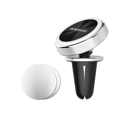 Borofone BH6 Mágneses autós telefontartó szellőzőre ezüst - 2