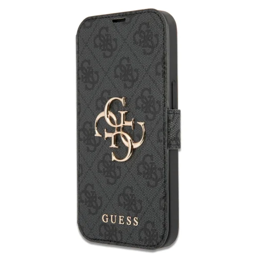 iPhone 13 Pro Guess GUBKP13L4GMGGR PU 4G Metal Logo fliptok szürke - 1
