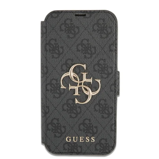 iPhone 13 Pro Guess GUBKP13L4GMGGR PU 4G Metal Logo fliptok szürke - 4