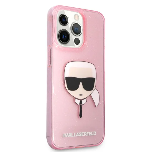 iPhone 13 Pro Max Karl Lagerfeld Glitter Karl Head tok pink (KLHCP13XKHTUGLP) - 6