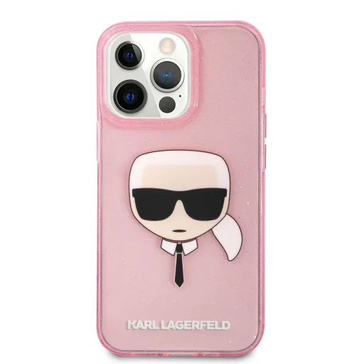 iPhone 13 Pro Max Karl Lagerfeld Glitter Karl Head tok pink (KLHCP13XKHTUGLP) - 5