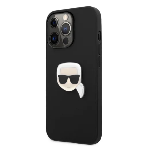 iPhone 13 Pro Karl Lagerfeld KLHCP13LPKMK Ikonik Karl Head PU tok fekete - 1