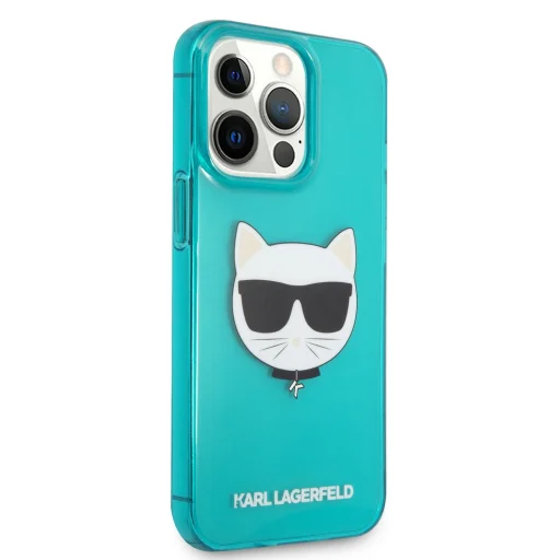 iPhone 13 Pro Karl Lagerfeld KLHCP13LCHTRB TPU Choupette Head tok Fluo Blue - 3