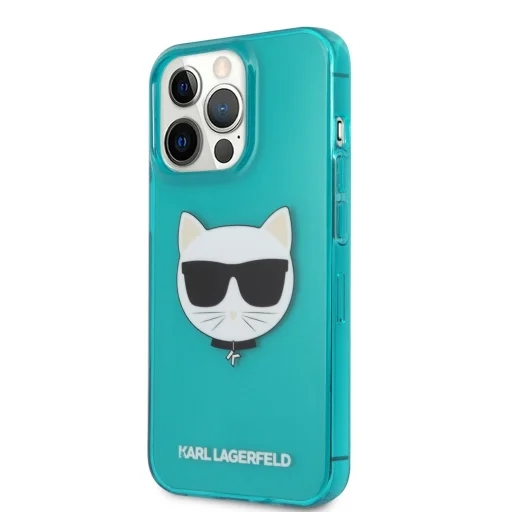 iPhone 13 Pro Karl Lagerfeld KLHCP13LCHTRB TPU Choupette Head tok Fluo Blue - 1