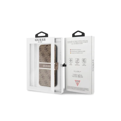 iPhone 13 Guess PU 4G Printed Stripe fliptok barna (GUBKP13M4GDBR) - 2