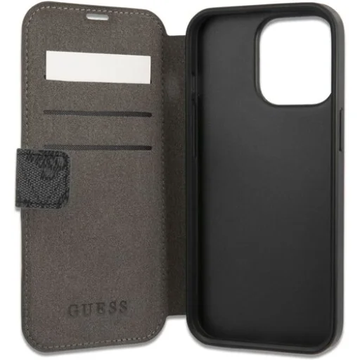 iPhone 13 Pro Guess PU 4G Printed Stripe fliptok szürke (GUBKP13L4GDGR) - 4