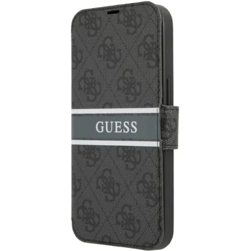 iPhone 13 Pro Guess PU 4G Printed Stripe fliptok szürke (GUBKP13L4GDGR) - 1