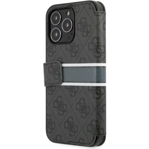 iPhone 13 Pro Guess PU 4G Printed Stripe fliptok szürke (GUBKP13L4GDGR) - 6