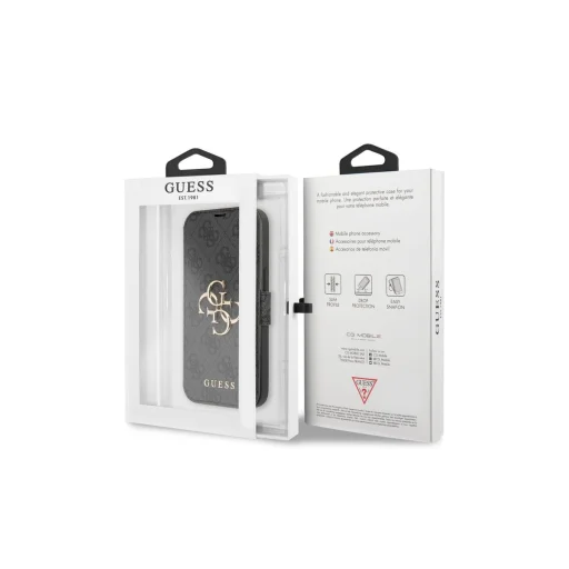 iPhone 13 Pro Max Guess PU 4G Metal Logo fliptok szürke (GUBKP13X4GMGGR) - 5