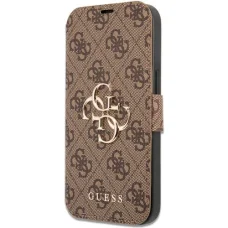 iPhone 13 Pro Max Guess PU 4G Metal Logo fliptok barna (GUBKP13X4GMGBR)