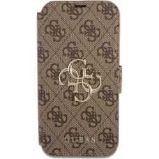 iPhone 13 Pro Max Guess PU 4G Metal Logo fliptok barna (GUBKP13X4GMGBR)