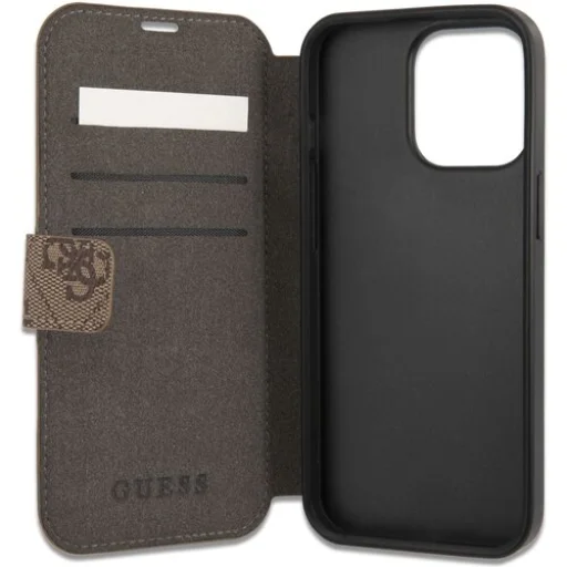 iPhone 13 Pro Max Guess PU 4G Metal Logo fliptok barna (GUBKP13X4GMGBR) - 4