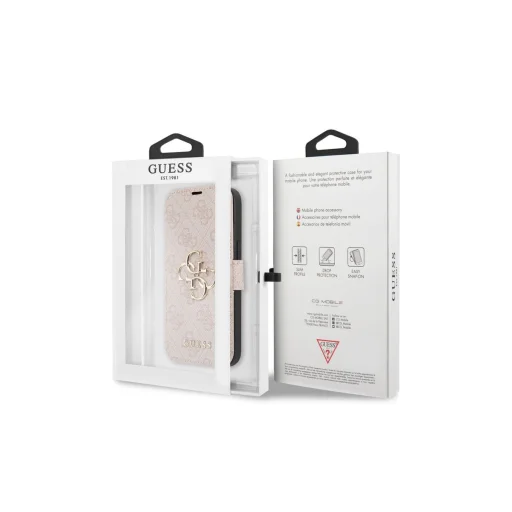 iPhone 13 Pro Max Guess PU 4G Metal Logo fliptok rózsaszín (GUBKP13X4GMGPI) - 5