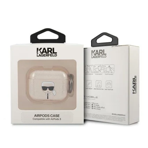 AirPods 3 Karl Lagerfeld Glitter Karl`s Head tok arany (KLA3UKHGD) - 3