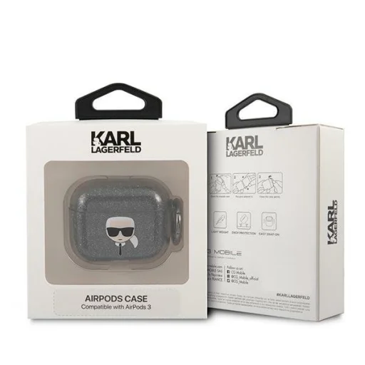 AirPods 3 Karl Lagerfeld Glitter Karl`s Head tok fekete (KLA3UKHGK) - 3
