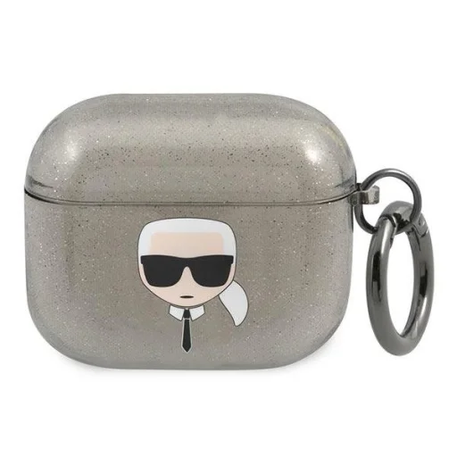 AirPods 3 Karl Lagerfeld Glitter Karl`s Head tok fekete (KLA3UKHGK) - 1