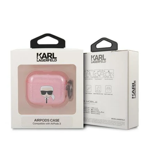 AirPods 3 Karl Lagerfeld Glitter Karl`s Head tok rózsaszín (KLA3UKHGP) - 2