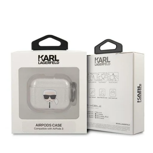 AirPods 3 Karl Lagerfeld Glitter Karl`s Head tok ezüst (KLA3UKHGS) - 2