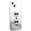 iPhone 13 Karl Lagerfeld Liquid Glitter Karl és Choupette Head tok ezüst (KLHCP13MKICGLS) thumbnail