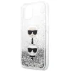 iPhone 13 Karl Lagerfeld Liquid Glitter Karl és Choupette Head tok ezüst (KLHCP13MKICGLS) thumbnail