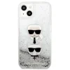 iPhone 13 Karl Lagerfeld Liquid Glitter Karl és Choupette Head tok ezüst (KLHCP13MKICGLS) thumbnail