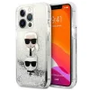 iPhone 13 Pro Karl Lagerfeld Liquid Glitter Karl és Choupette Head tok ezüst (KLHCP13LKICGLS) thumbnail