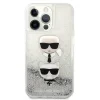 iPhone 13 Pro Karl Lagerfeld Liquid Glitter Karl és Choupette Head tok ezüst (KLHCP13LKICGLS) thumbnail