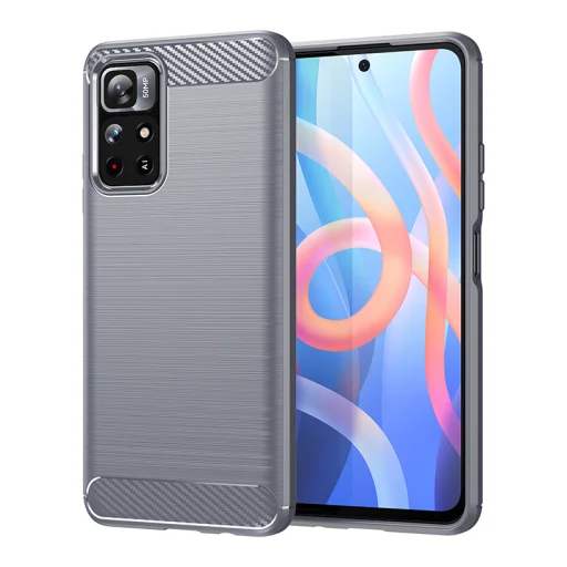 Xiaomi Redmi Note 11 Pro+ 5G Carbon szénszál mintájú TPU tok szürke Alphajack - 1