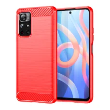 Xiaomi Redmi Note 11 Pro+ 5G Carbon szénszál mintájú TPU tok piros Alphajack