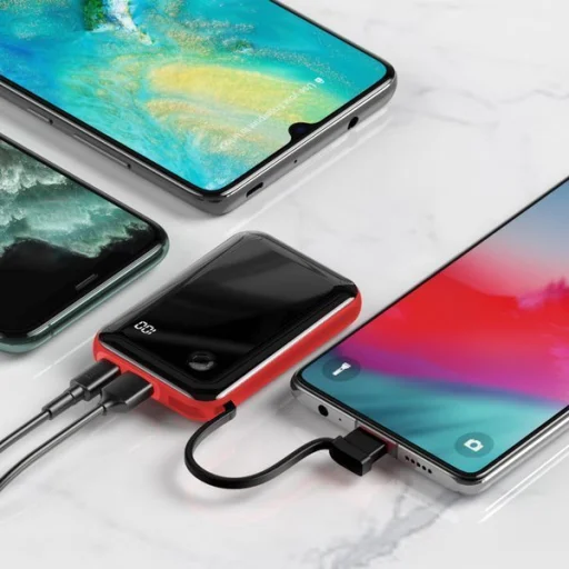 Baseus Mini S powerbank 10000mAh - USB + Type-C - 3A 15W integrált Lightning kábellel piros (PPXF-E09) - 4