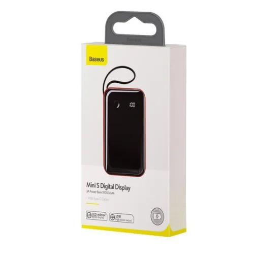 Baseus Mini S powerbank 10000mAh - USB + Type-C - 3A 15W integrált Lightning kábellel piros (PPXF-E09) - 5