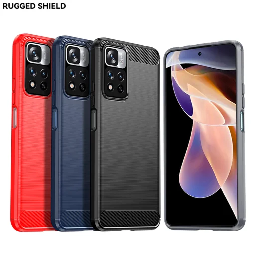 Xiaomi Redmi Note 11 4G Carbon szénszál mintájú TPU tok fekete Alphajack - 7
