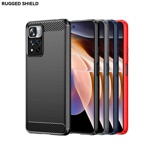 Xiaomi Redmi Note 11 4G Carbon szénszál mintájú TPU tok fekete Alphajack - 3