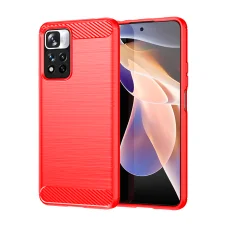 Xiaomi Redmi Note 11 Pro Carbon szénszál mintájú TPU tok piros Alphajack