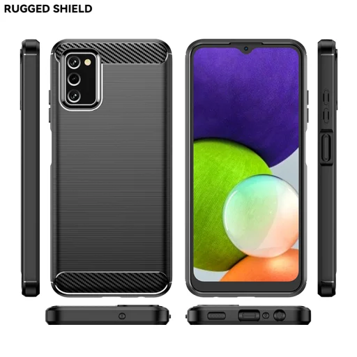 Samsung Galaxy A03s Carbon szénszál mintájú TPU tok fekete Alphajack - 6