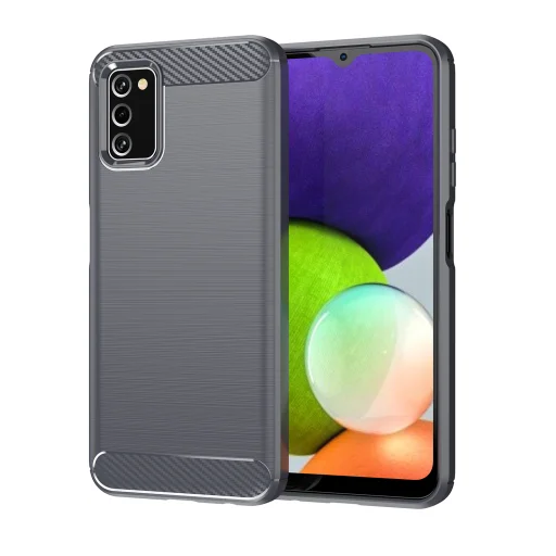 Samsung Galaxy A03s Carbon szénszál mintájú TPU tok szürke Alphajack - 1