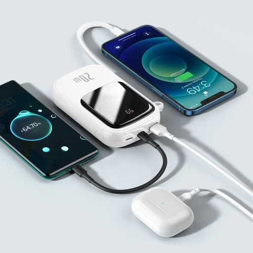 Baseus Qpow powerbank 20000mAh 20W PD 3.0 QC 3.0 USB + USB Type-C integrált Lightning kábellel fekete (PPQD-H02) - 11