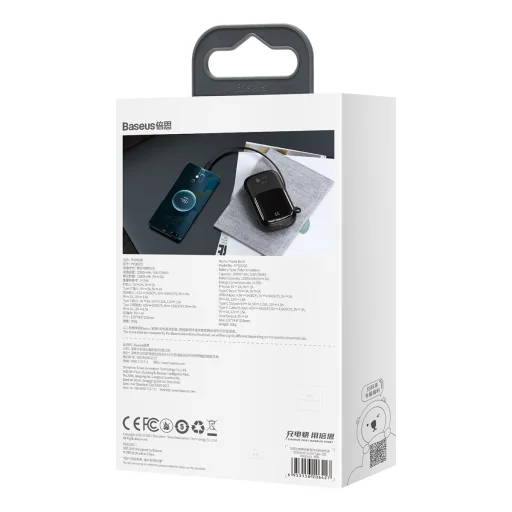 Baseus Qpow powerbank 20000mAh 22.5W PD 3.0 QC 3.0 USB + USB Type-C integrált USB Type-C kábellel fekete (PPQD-I01) - 5