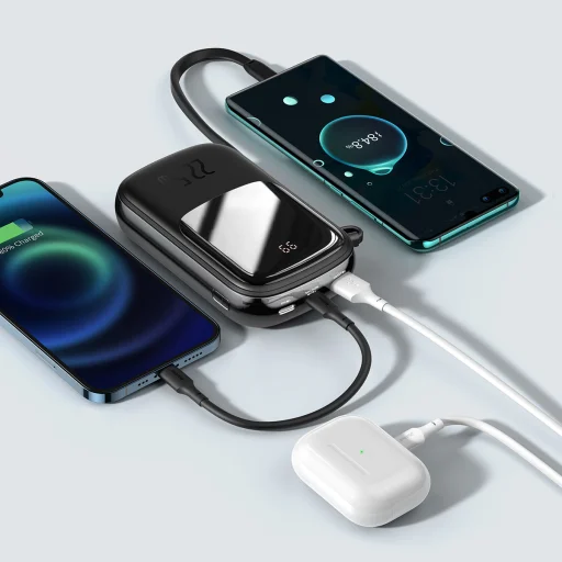 Baseus Qpow powerbank 20000mAh 22.5W PD 3.0 QC 3.0 USB + USB Type-C integrált USB Type-C kábellel fekete (PPQD-I01) - 8