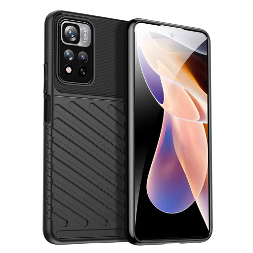 Xiaomi Redmi Note 11 4G fokozott védelmet biztosító flexibilis TPU tok fekete Alphajack - 1