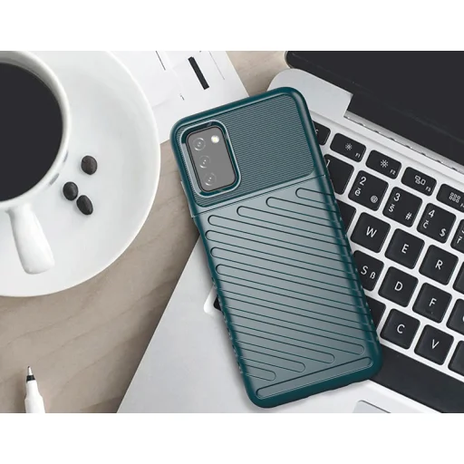 Samsung Galaxy A03s fokozott védelmet biztosító flexibilis TPU tok zöld Alphajack - 4
