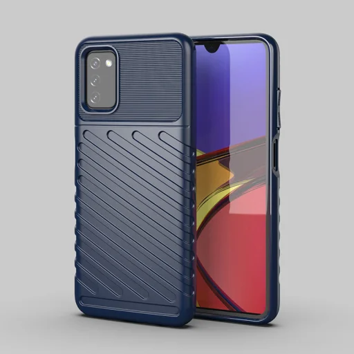 Samsung Galaxy A03s fokozott védelmet biztosító flexibilis TPU tok kék Alphajack - 17