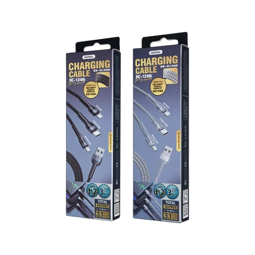 Remax Jany 3in1 USB - USB Type-C, micro USB, Lightning 3.1A kábel 1m ezüst - 2