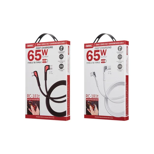 Remax Zenax USB Type-C - USB Type-C 65W kábel döntött fejjel 1m fekete - 2