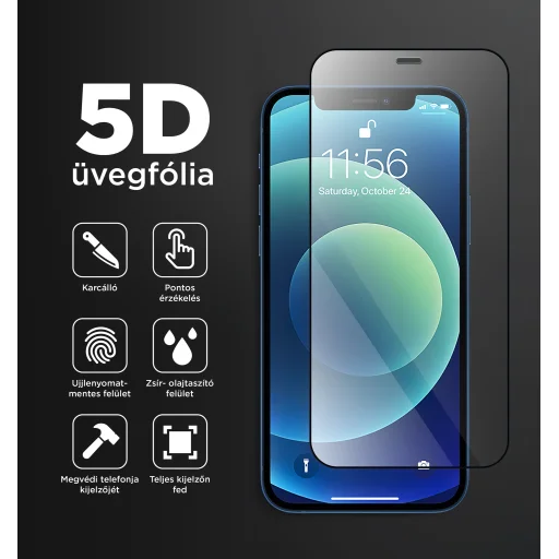 Samsung Galaxy A53 5G 21H 5D üvegfólia fekete kerettel Alphajack - 2