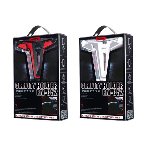Remax Kimkon Univerzális Gravity autós telefontartó szellőző lamellára fehér / szürke - 1