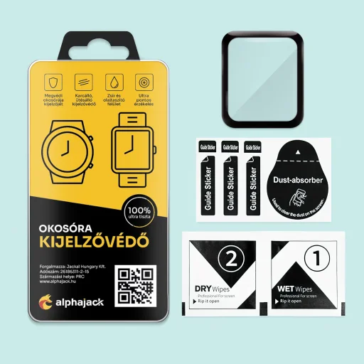 Apple Watch 7 (41mm) 3D kijelzővédő fólia fekete kerettel Alphajack - 3