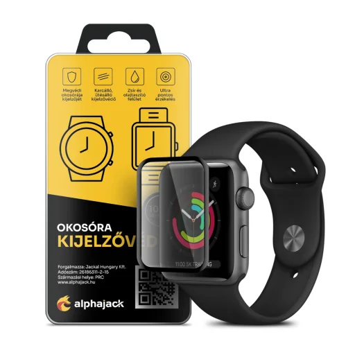 Apple Watch 7 (41mm) 3D kijelzővédő fólia fekete kerettel Alphajack - 1
